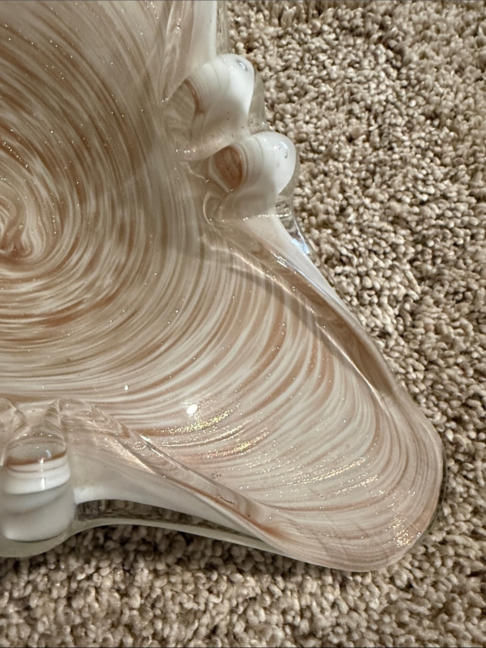 Art Glass Swirl Bowl/Ashtray- Cream & Light Brown Gold - Picture 4 of 4